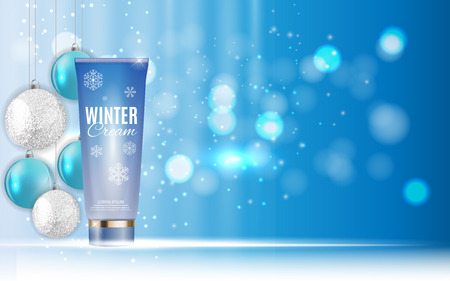 Hand care winter cream bottle ads template design.のイラスト素材