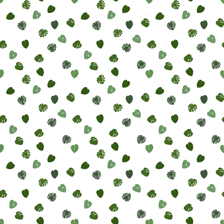 Colorful naturalistic green leaves on branch. Seamless Pattern. Vector Illustration.のイラスト素材
