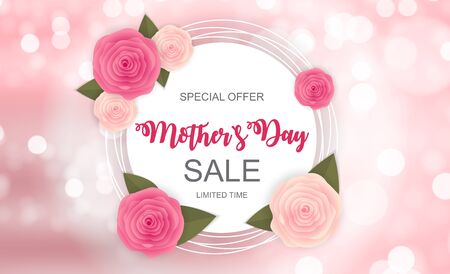 Happy Mother`s Day Cute Sale Background with Flowers. Vector Illustration EPS10のイラスト素材