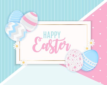 Happy Easter Cute Background with Eggs. Vector Illustration EPS10のイラスト素材