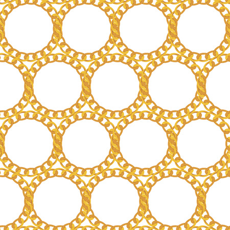 Gold Chain Jewelry Seamless Pattern Background. Vector Illustration.