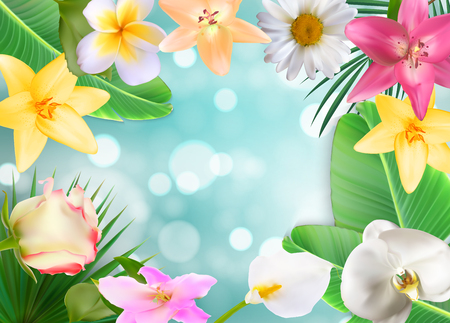 Hello Summer Natural Floral Background Vector Illustrationのイラスト素材
