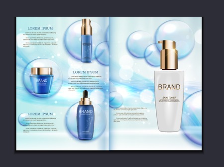 Design Cosmetics Product  Brochure Template for Ads or Magazine Background. 3D Realistic Vector Iillustrationのイラスト素材