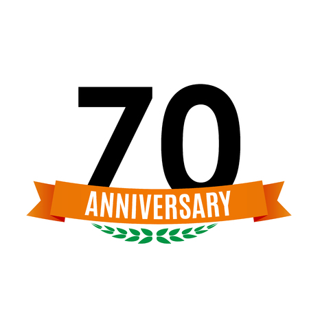 Template 70 Years Anniversary Background with Ribbon Vector Illustration.のイラスト素材