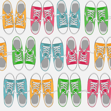 Seamless Pattern with shoes on color background Vector Illustrationのイラスト素材