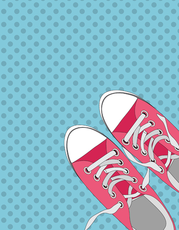 Pair of shoes on color background in Pop Art Style Vector Illustrationのイラスト素材