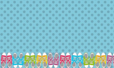 Pair of shoes on color background in Pop Art Style Vector Illustrationのイラスト素材