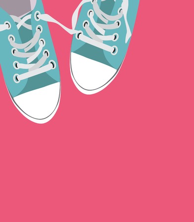 Pair of shoes on color background Vector Illustrationのイラスト素材