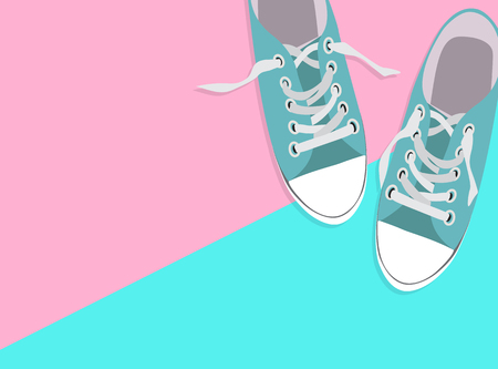 Pair of shoes on color background Vector Illustrationのイラスト素材