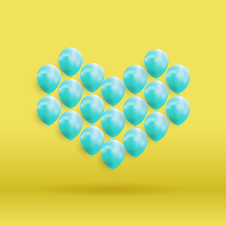 Glossy Heart Balloons Background Vector Illustrationのイラスト素材