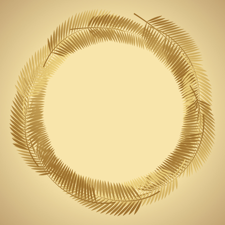 Gold Palm Leaf Vector Background. Vector Illustrationのイラスト素材