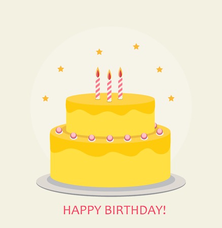 Happy Birthday Poster Background with Cake. Vector Illustration EPS10のイラスト素材