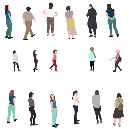 Set of Silhouette Walking People and Children. Vector Illustration. EPS10のイラスト素材