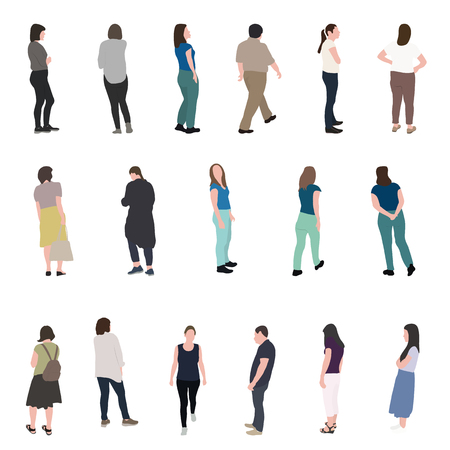 Set of Silhouette Walking People. Vector Illustration. EPS10のイラスト素材