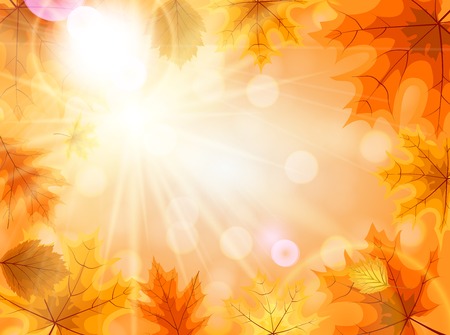 Abstract Vector Illustration Background with Falling Autumn Leaves. EPS10のイラスト素材