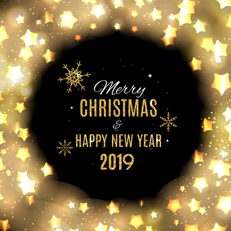 2019 Happy New Year Gold Glossy Background. Vector Illustration. EPS10のイラスト素材
