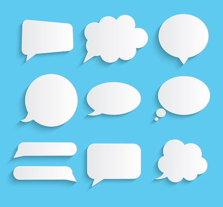 White blank retro speech bubbles set on blue background. Vector Illustration EPS10のイラスト素材