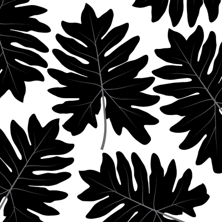 Silhouette of leaf Trees on White Background. Seamless pattern. Vector Illustration. EPS10のイラスト素材