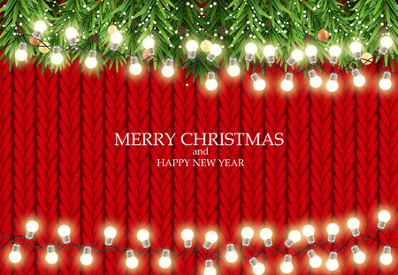 Abstract Holiday New Year and Merry Christmas Background with colorful shiny lamps and lanterns. Vector Illustration. EPS10のイラスト素材