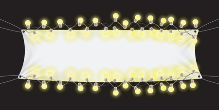 Naturalistic Tension banner with luminous bulbs with space for writing. Vector Illustration EPS10のイラスト素材
