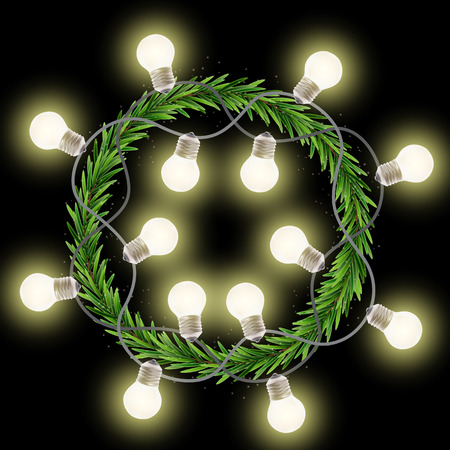 Abstract Holiday New Year and Merry Christmas Background with colorful shiny lamps and lanterns. Vector Illustration. EPS10のイラスト素材