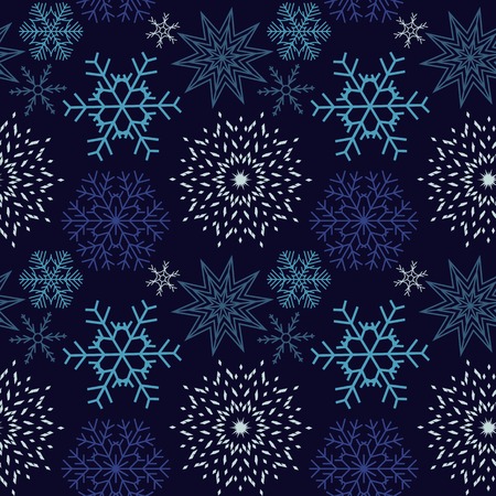 Abstract Christmas and New Year Seamless snowflakes background.  Vector illustrationのイラスト素材