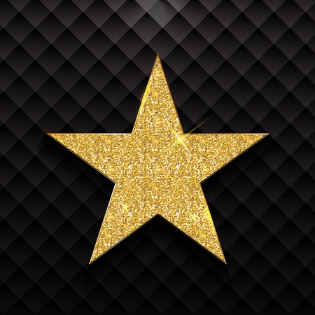 Gold shiny star on black background Vector Illustration EPS10のイラスト素材
