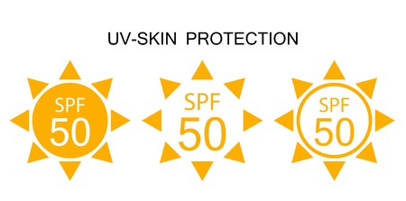 UV-Protection Sun Sign Icon Collection Set. Vector Illustrationのイラスト素材