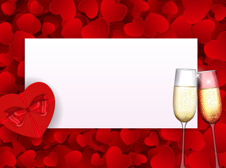 Valentine`s Day Love Background Template with Empty Blank Page for Sample Text. Vector Illustration EPS10のイラスト素材