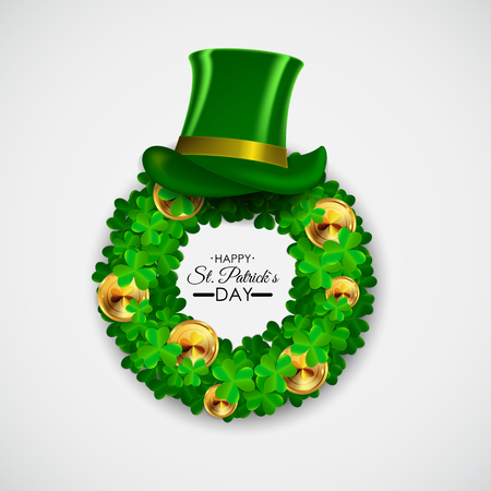 Happy Saint Patricks Day, 17 March Background with Clover Leaves. Vector Illustration EPS10のイラスト素材