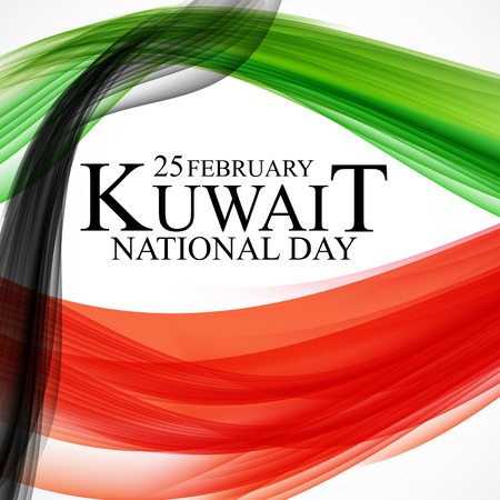 25 february  Kuwait national day  background Template design for card, banner, poster or flyer. Vector Illustrationのイラスト素材
