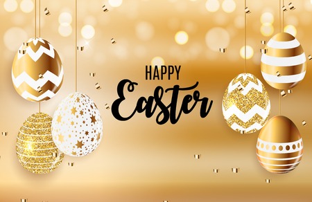 Happy Easter Cute Sale Poster  Background with Eggs. Vector Illustrationのイラスト素材