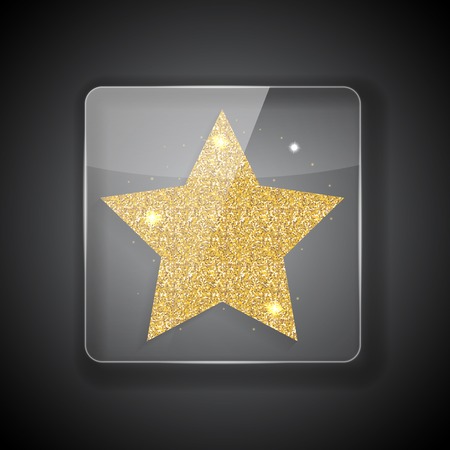 Glass Frame on dark Background with bright golden star. Vector Illustration. EPS10のイラスト素材