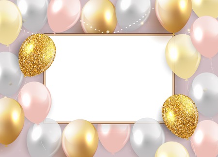 Glossy Happy Birthday Balloons Background Vector Illustration eps10のイラスト素材