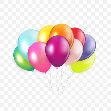 Glossy Happy Birthday Concept with Balloons isolated on transparent background. Vector Illustration eps10のイラスト素材