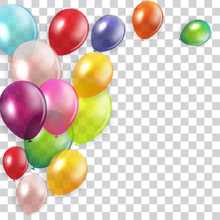Glossy Happy Birthday Concept with Balloons isolated on transparent background. Vector Illustration EPS10のイラスト素材
