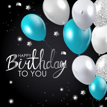 Glossy Happy Birthday Balloons Background Vector Illustration eps10のイラスト素材