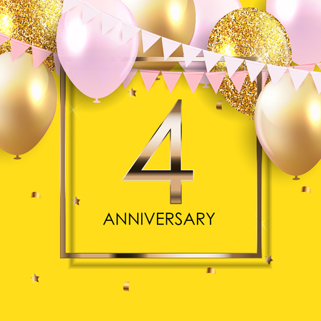 Template 4 Years Anniversary Background with Balloons Vector Illustrationのイラスト素材