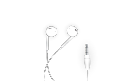 Neat stylish wired earbud headphones in white. Vector Illustration. EPS10のイラスト素材