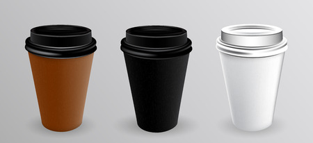 White and black paper cup for hot. Vector Illustration. EPS10のイラスト素材
