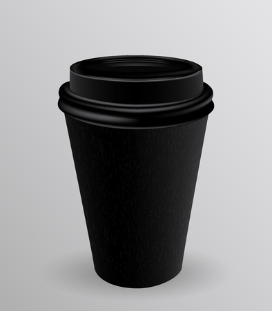 Black paper cup for hot coffee. Vector Illustration. EPS10のイラスト素材