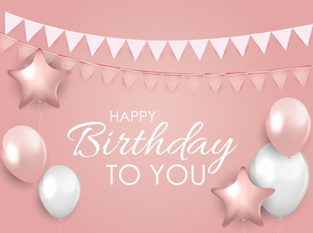 Glossy Happy Birthday Balloons Background Vector Illustration eps10のイラスト素材