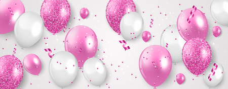 Glossy Happy Birthday Balloons Background Vector Illustration. EPS10のイラスト素材