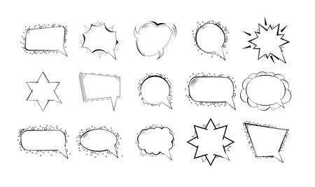 Set of cartoon speech bubbles on White background. Vector Illustration.のイラスト素材