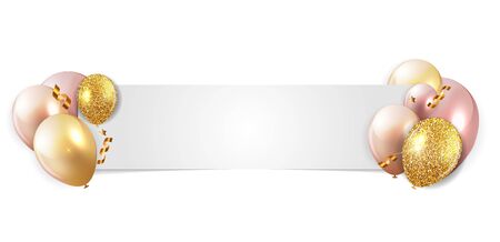 Glossy Happy Birthday Balloons Background with White Paper Template Vector Illustration eps10のイラスト素材