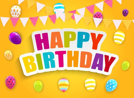 Glossy Happy Birthday Balloons Background Vector Illustration eps10のイラスト素材