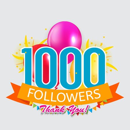 1000 Followers, Thank you Background for Social Network friends. Vector Illustration EPS10のイラスト素材