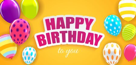 Glossy Happy Birthday Balloons Background Vector Illustration eps10のイラスト素材