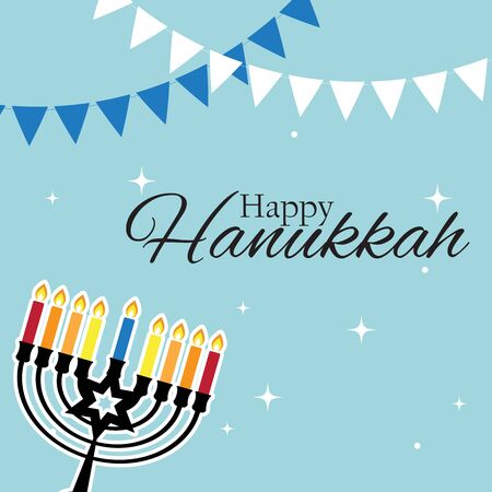 Happy Hanukkah, Jewish Holiday Background. Vector Illustration. Hanukkah is the name of the Jewish holidayのイラスト素材