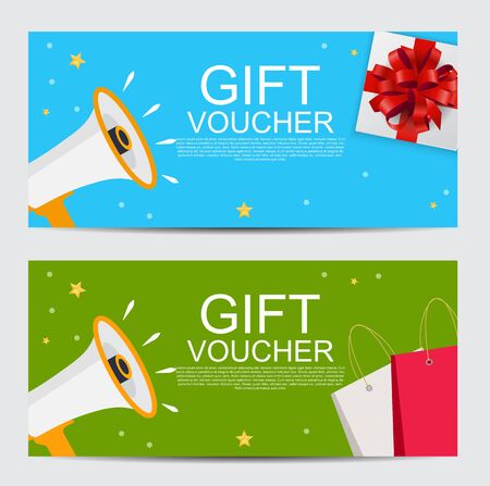 Megaphone Gift voucher concept template background. Vector Illustration. EPS10
のイラスト素材